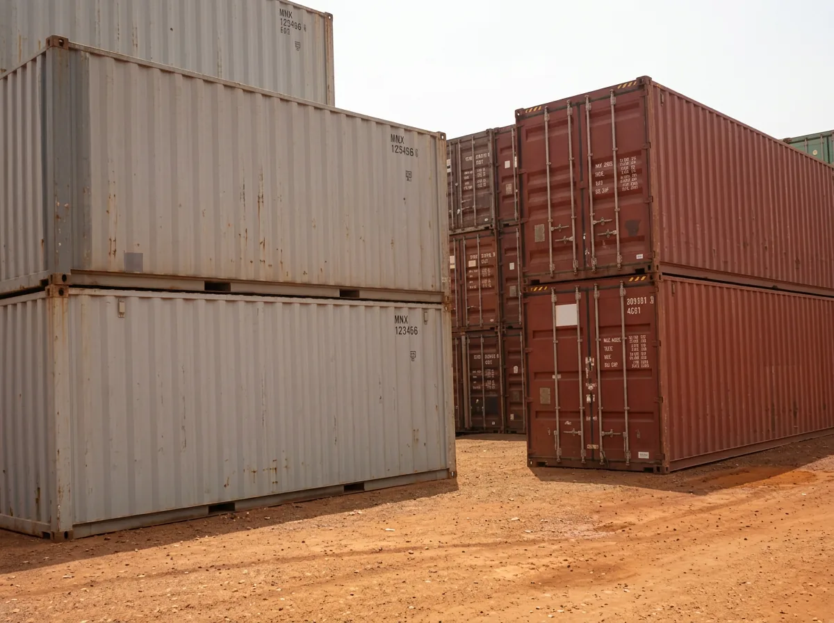 Stacked containers in the TDL depot yard at Batu Ampar